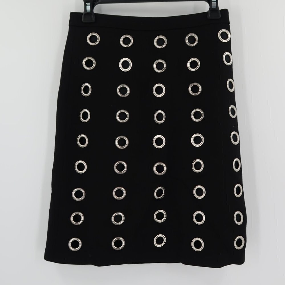 Carmen Women's Black Skirt w Silver Ring Details Size XS